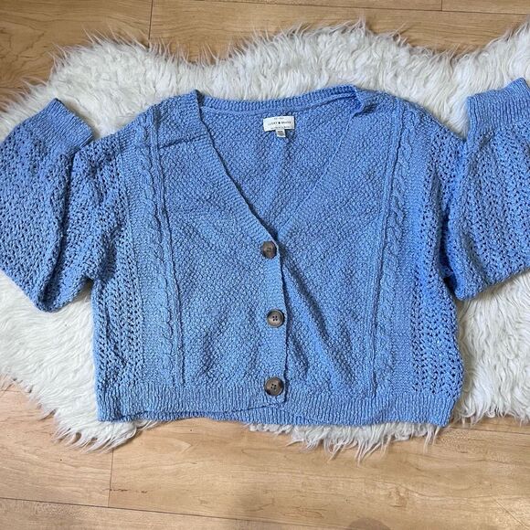 Lucky Brand blue knot style fall and winter cardigan sweater M - Picture 9 of 9